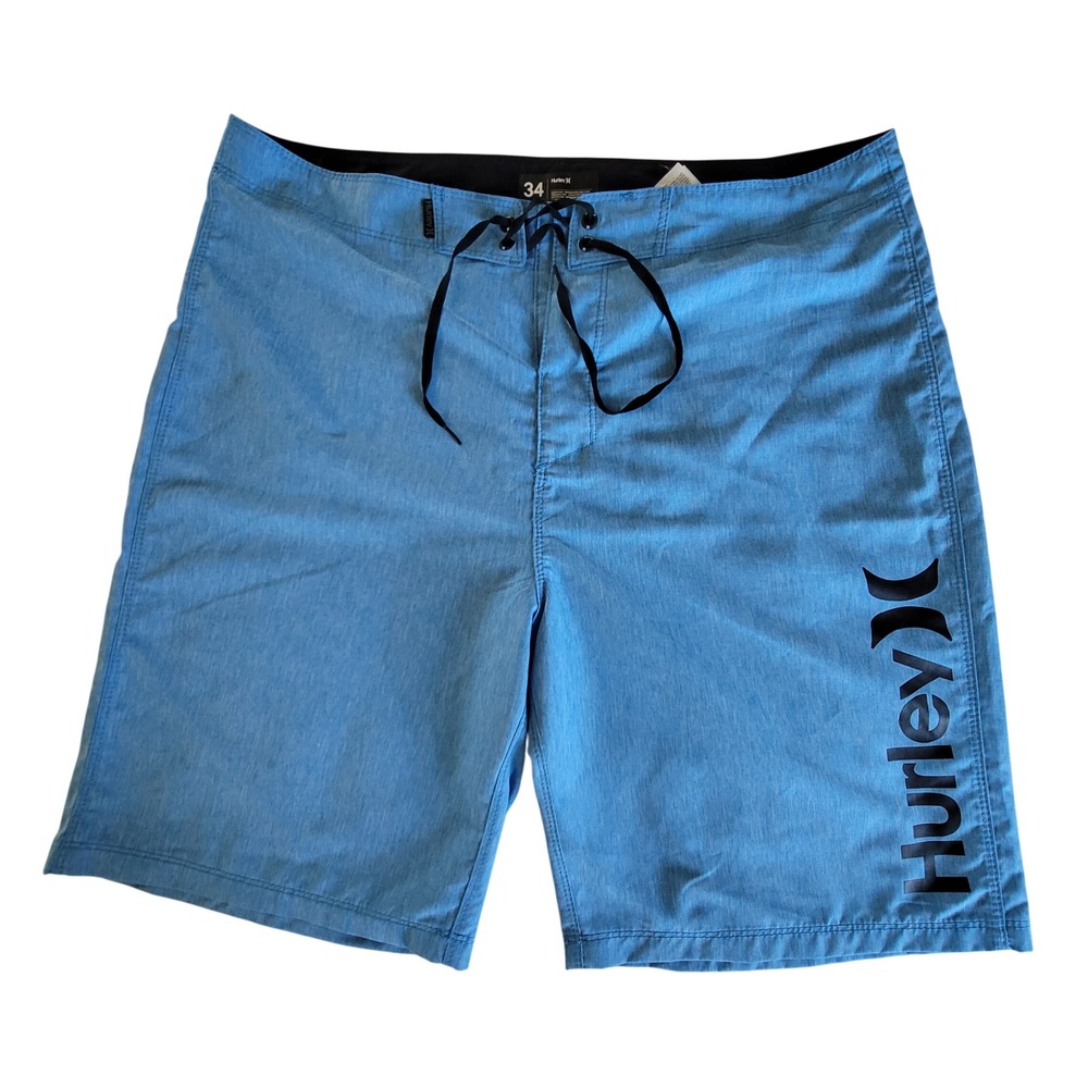 Hurley Board Shorts Mens 34 Blue Heathered Logo Surf Swim Trunks Beachwear